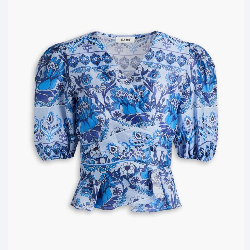 NEW NWT Sandro Quartz Puff Sleeve Top